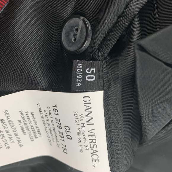 VERSACE Red Black Plaid Wool Tailor Made Executive Sport Coat - Picture 6 of 9